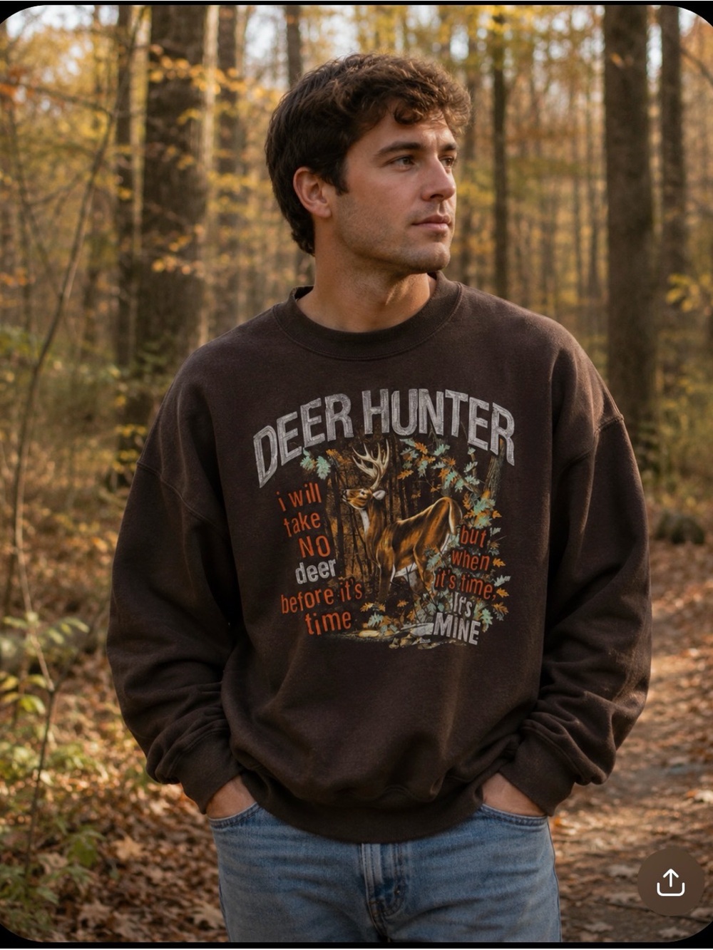 Vintage Puritan Big Game “Deer Hunter” Sweatshirt XL Bin 1